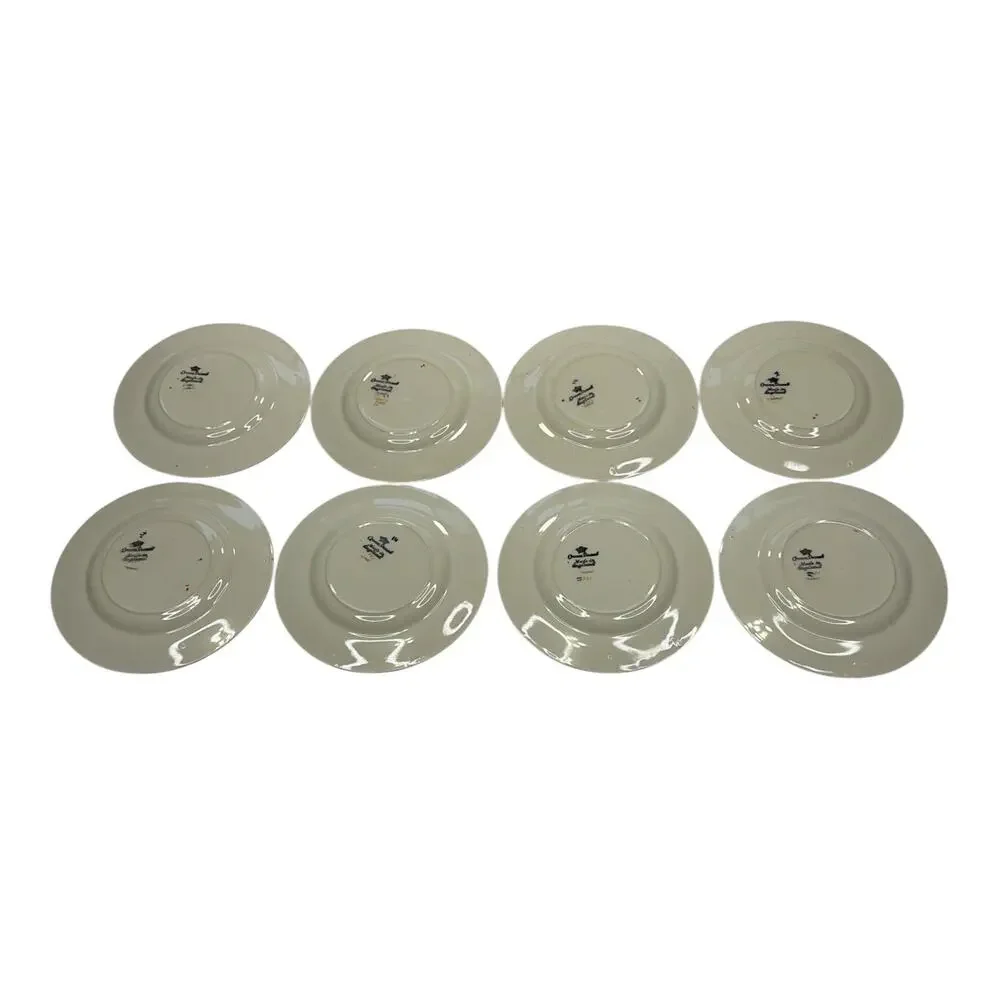 14 pc Crown Ducal Roma Pattern Gold Rim Salad and Dinner Plates Floral